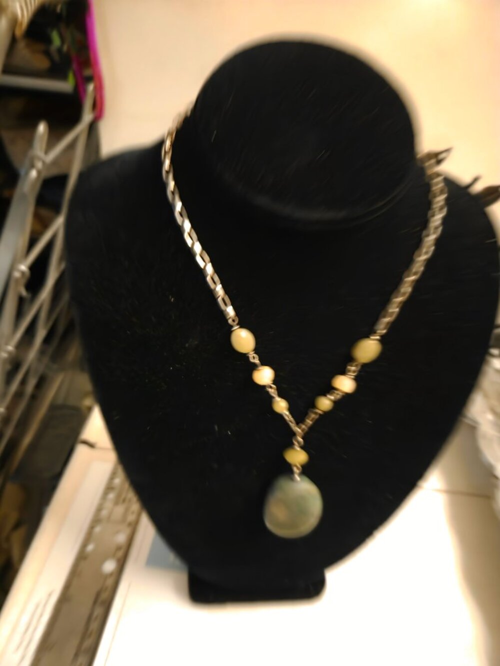 Jade and other stones sterling chain